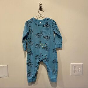 Tea collection bicycle print romper in size 18-24 months blue